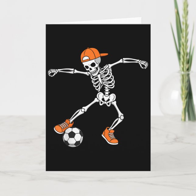 Halloween Soccer Skeleton Football Trick Or Treat  Card (Front)