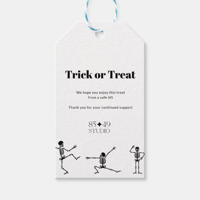 Halloween Social Distancing Skeleton Gift Tags (Front)