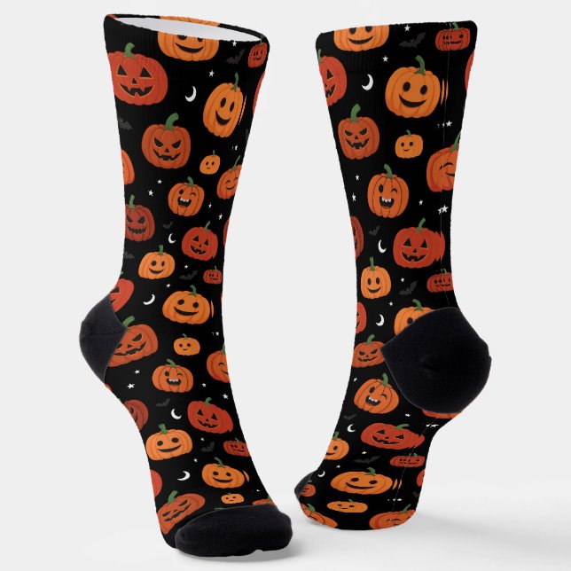 Halloween Socks With Pumpkin Faces (Angled)