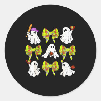 Halloween Softball Ghosts Softball Daughter Girls Classic Round Sticker