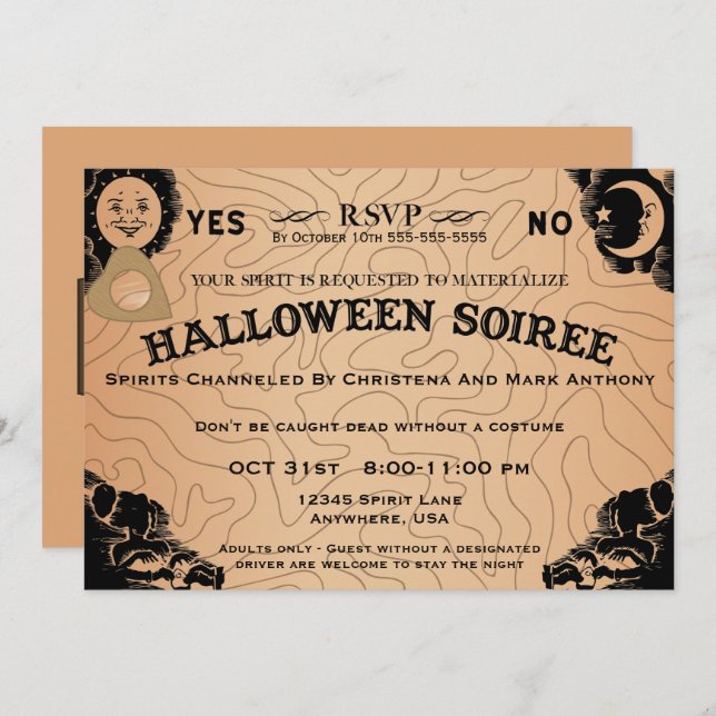 Halloween Soiree Spirit Board Invitation (Front/Back)