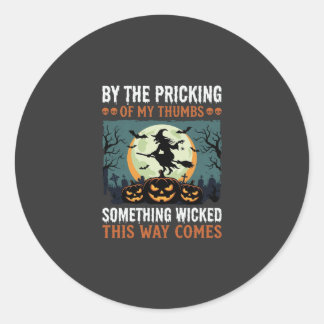 Halloween Something Wicked Witch Pumpkin Vintage Classic Round Sticker