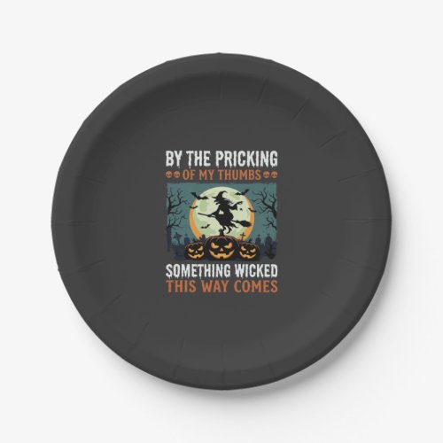 Halloween Something Wicked Witch Pumpkin Vintage Paper Plates