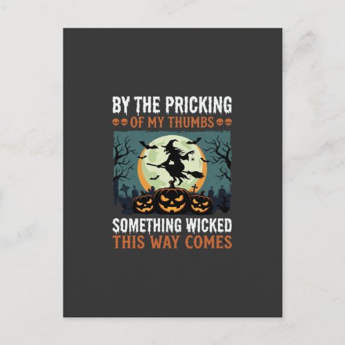 Halloween Something Wicked Witch Pumpkin Vintage Postcard