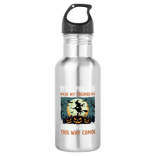 Halloween Something Wicked Witch Pumpkin Vintage Stainless Steel Water Bottle