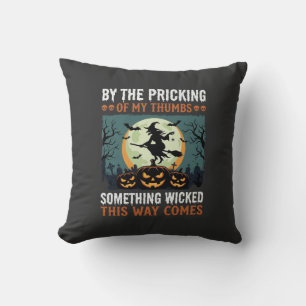Halloween Something Wicked Witch Pumpkin Vintage Throw Pillow