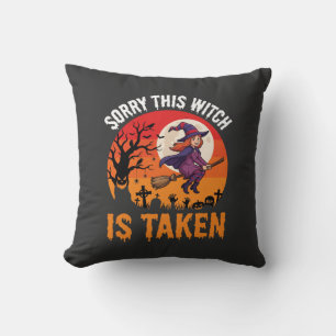 Halloween Sorry This Witch Is Taken Graphic Throw Pillow
