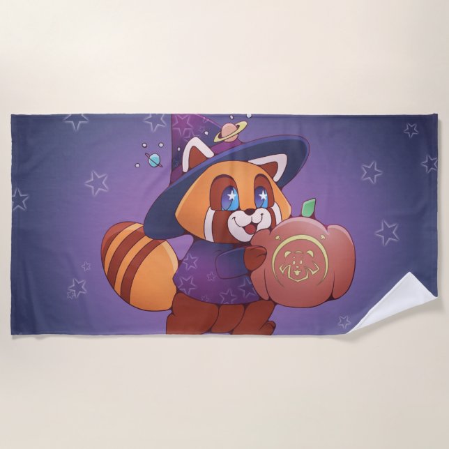 Halloween Space Panda Beach Towel (Front)