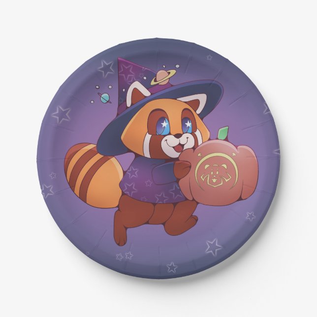 Halloween Space Panda Paper Plates (Front)