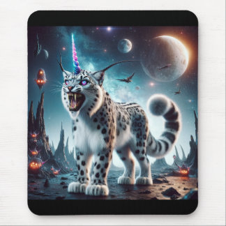 Halloween Space Snow Leopard Unicorn Mouse Pad