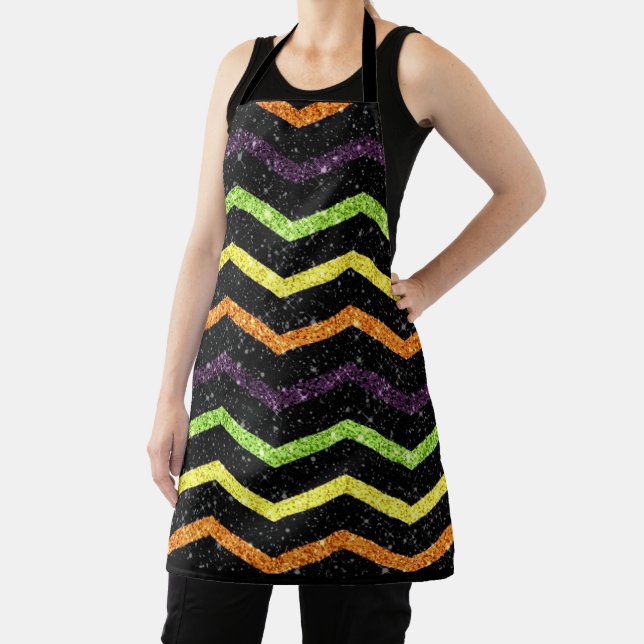 Halloween Sparkle Zig Zag Apron (Insitu)