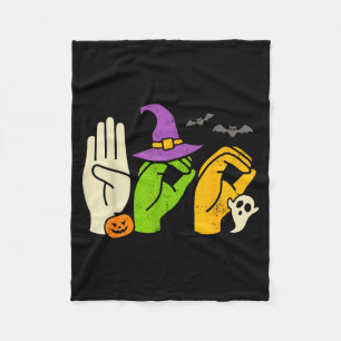 Halloween Sped Teacher Boo In Asl Boo Hands Sign L Fleece Blanket