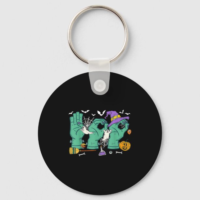 Halloween Sped Teacher Boo In Asl Boo Hands Sign L Keychain (Front)