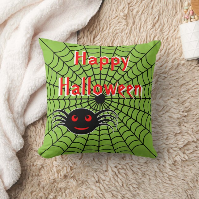 Halloween Spider and Web Throw Pillow (Blanket)