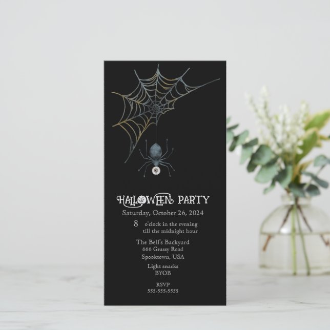Halloween Spider and Webs Party Holiday Card (Standing Front)