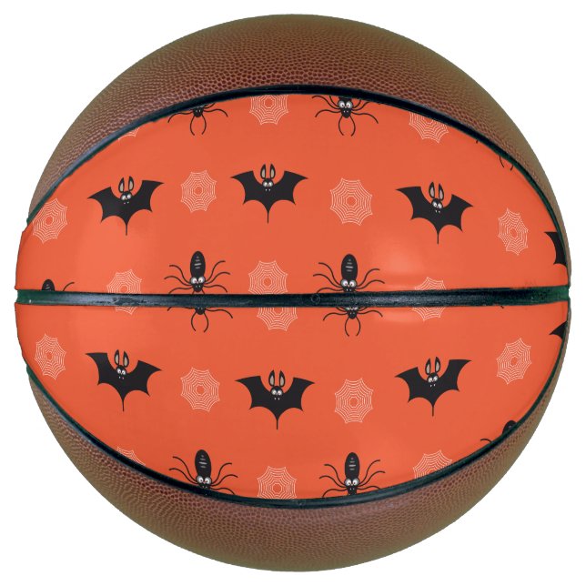 Halloween spider, bat & cobweb pattern basketball (Front)