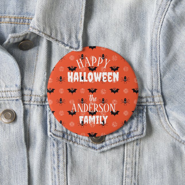 Halloween spider, bat & cobweb pattern button (In Situ)