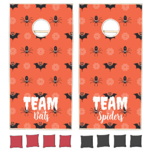 Halloween spider, bat & cobweb pattern cornhole set