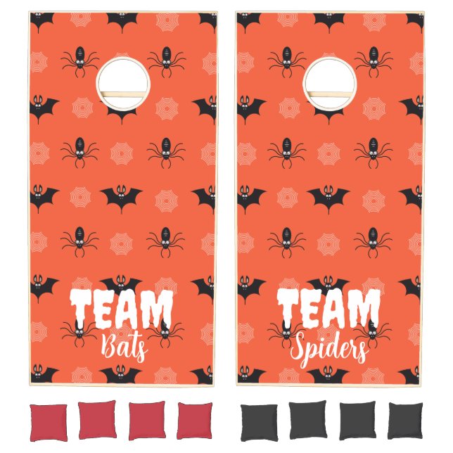 Halloween spider, bat & cobweb pattern cornhole set (Set)
