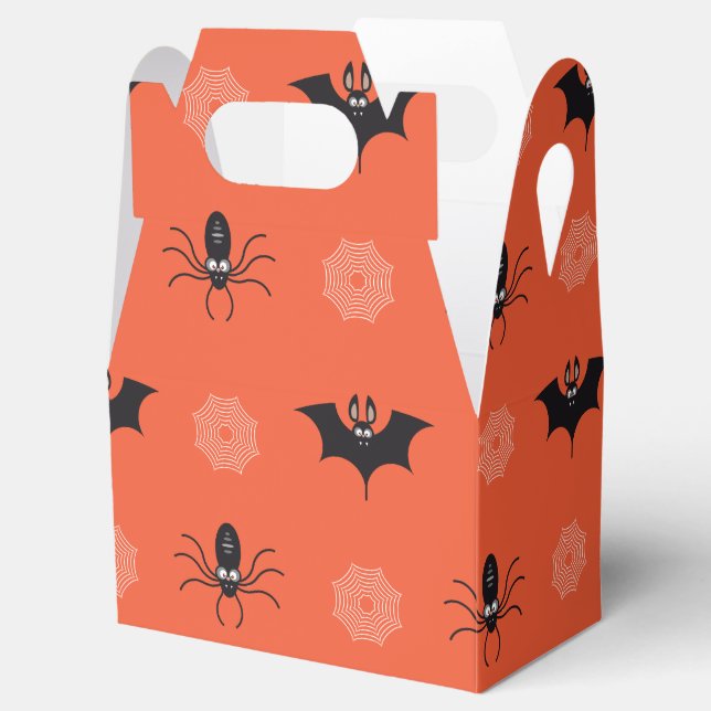 Halloween spider, bat & cobweb pattern favor boxes (Opened)