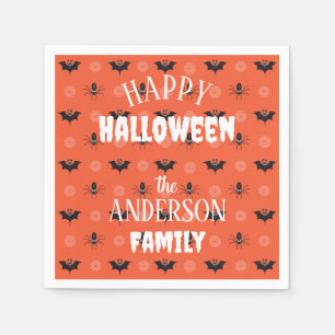 Halloween spider, bat & cobweb pattern napkins