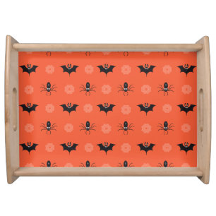 Halloween spider, bat & cobweb pattern serving tray
