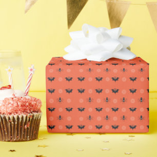 Halloween spider, bat & cobweb pattern wrapping paper