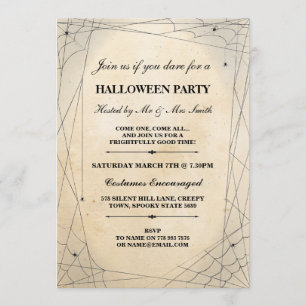 Halloween Spider Black Gothic Frame Party Invite