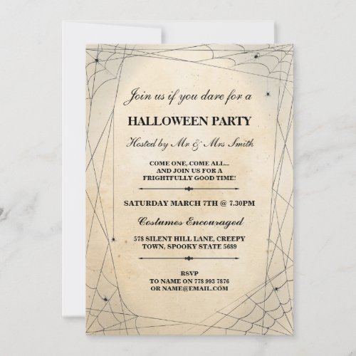 Halloween Spider Black Gothic Frame Party Invite