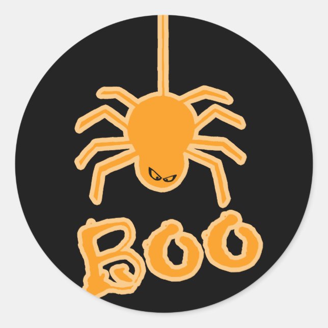 Halloween Spider Boo Classic Round Sticker (Front)