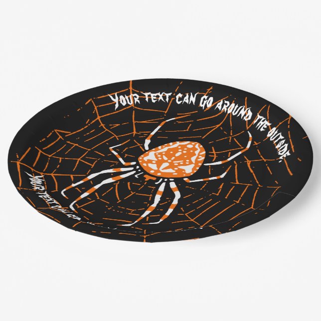 HALLOWEEN SPIDER CUSTOMIZABLE PAPER PLATES (Angled)