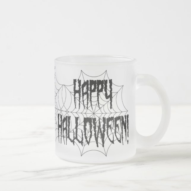 Halloween Spider Fingers and Web Frosted Glass Coffee Mug (Right)
