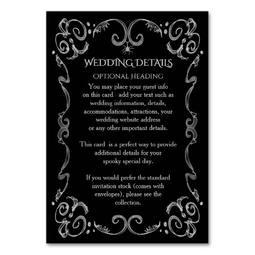 Halloween Spider Gothic Scroll Wedding Details Table Number
