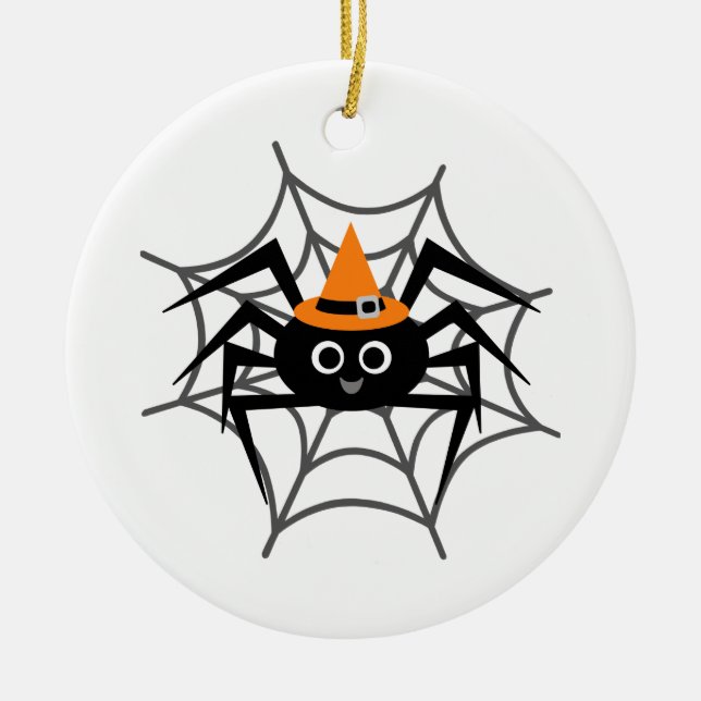 Halloween Spider in Web Tshirts and Gifts Ceramic Ornament (Front)