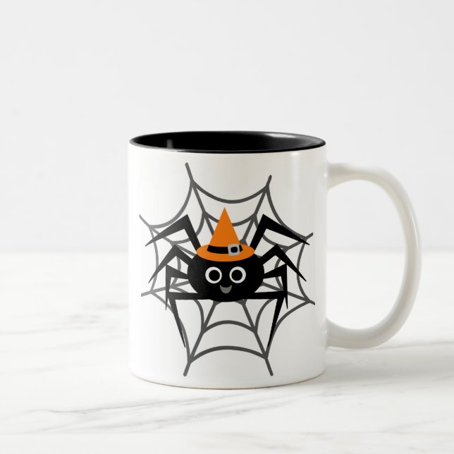 Halloween Spider in Web Tshirts and Gifts Two-Tone Coffee Mug (Right)