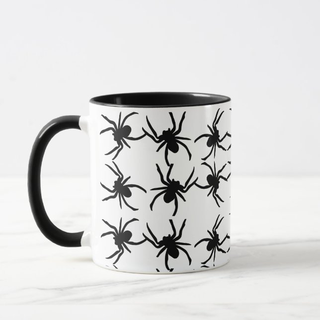 Halloween Spider Mug Black and White (Left)