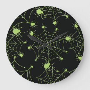 Halloween Spider Net Creative Pattern Large Clock