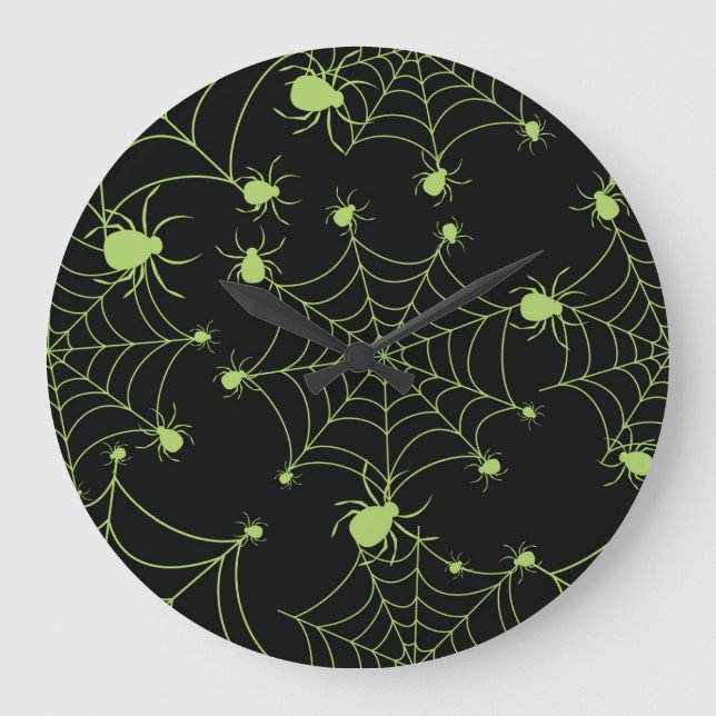 Halloween Spider Net Creative Pattern Large Clock (Front)