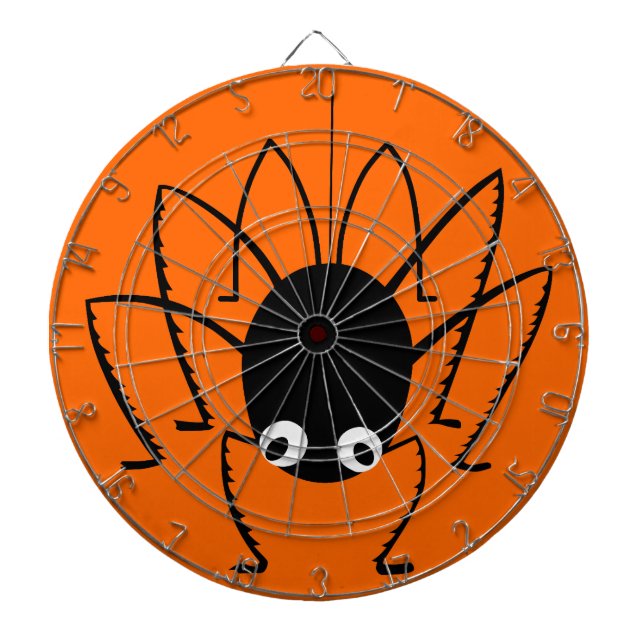 Halloween Spider Orange Dart Board with Darts (Front)