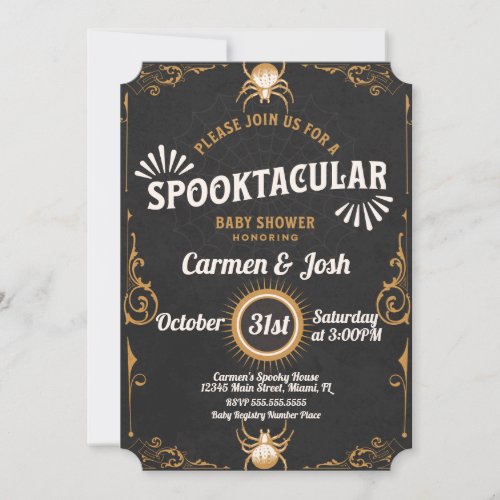 Halloween Spider Ornament Baby Shower Invitation