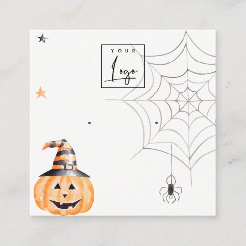 Halloween Spider Pumpkin Logo Stud Earring Display Square Business Card