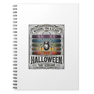 Halloween Spider Scary Retro Engraving Rainbow Web Notebook