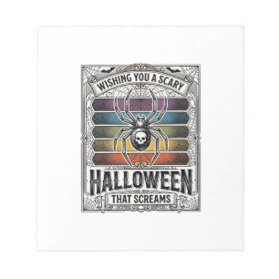 Halloween Spider Scary Retro Engraving Rainbow Web Notepad