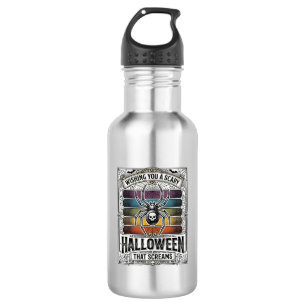 Halloween Spider Scary Retro Engraving Rainbow Web Stainless Steel Water Bottle