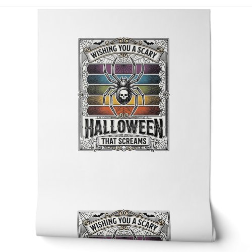 Halloween Spider Scary Retro Engraving Rainbow Web Wallpaper
