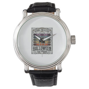 Halloween Spider Scary Retro Engraving Rainbow Web Watch