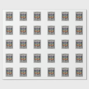 Halloween Spider Scary Retro Engraving Rainbow Web Wrapping Paper