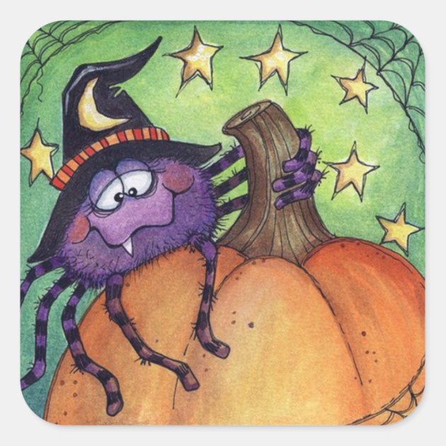 Halloween Spider Square Sticker