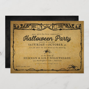 Halloween Spider Vintage Gothic Party Invitation
