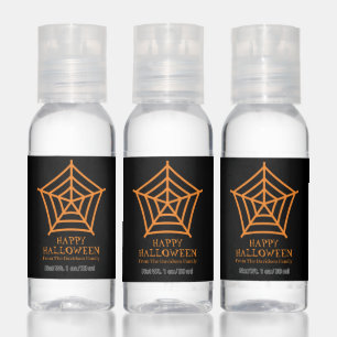 Halloween spider web black orange spooky custom hand sanitizer